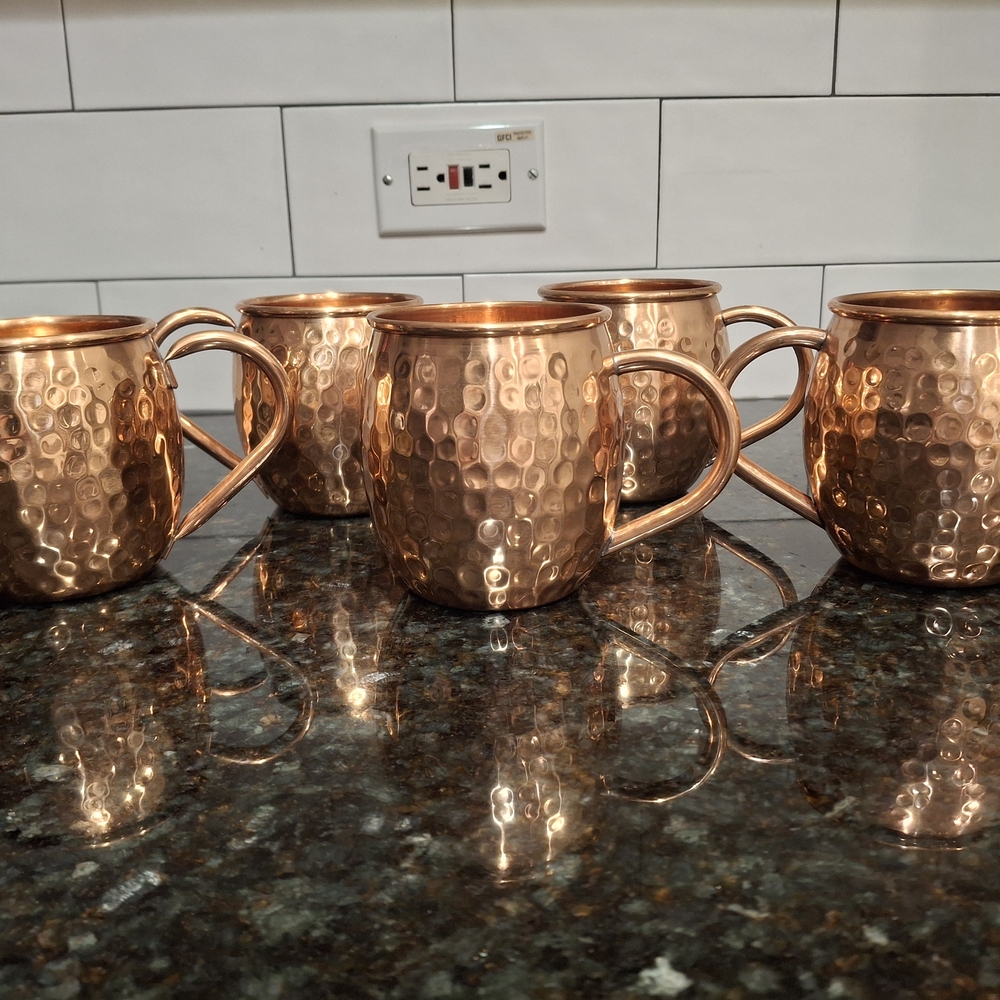 Copper Hammered Moscow Mule Mugs Set